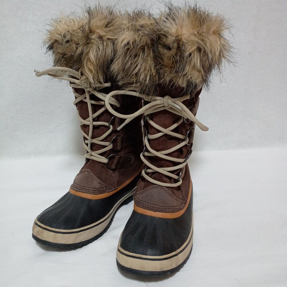 Sorel Joan of Arctic Faux Fur Winter Snow Duck Boots Sz 9 NL1540-256 Waterproof